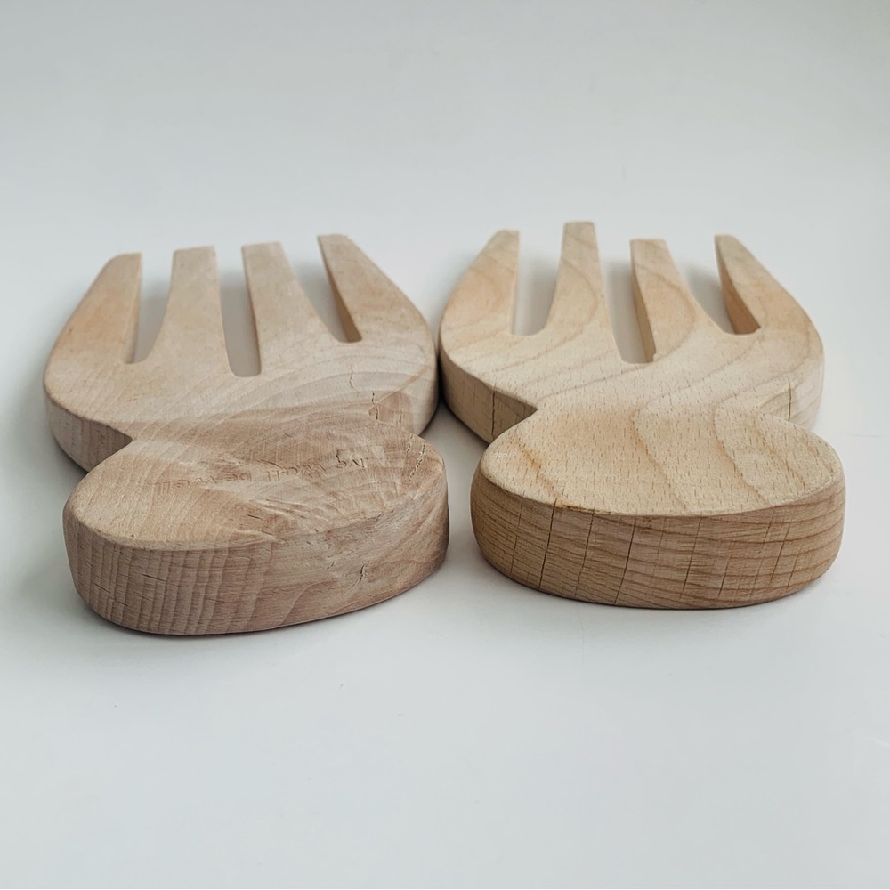 Wooden Salad Forks Salad Hands Serving Utensils - Picture 3 of 11